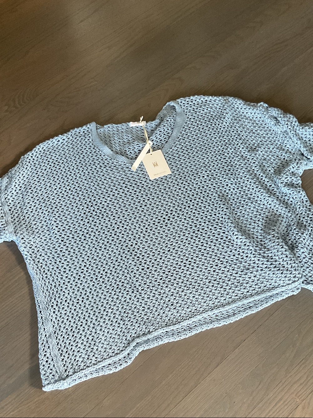 MILIO-MILANO Light Blue Open-Weave  Sweater - Picture 2 of 5